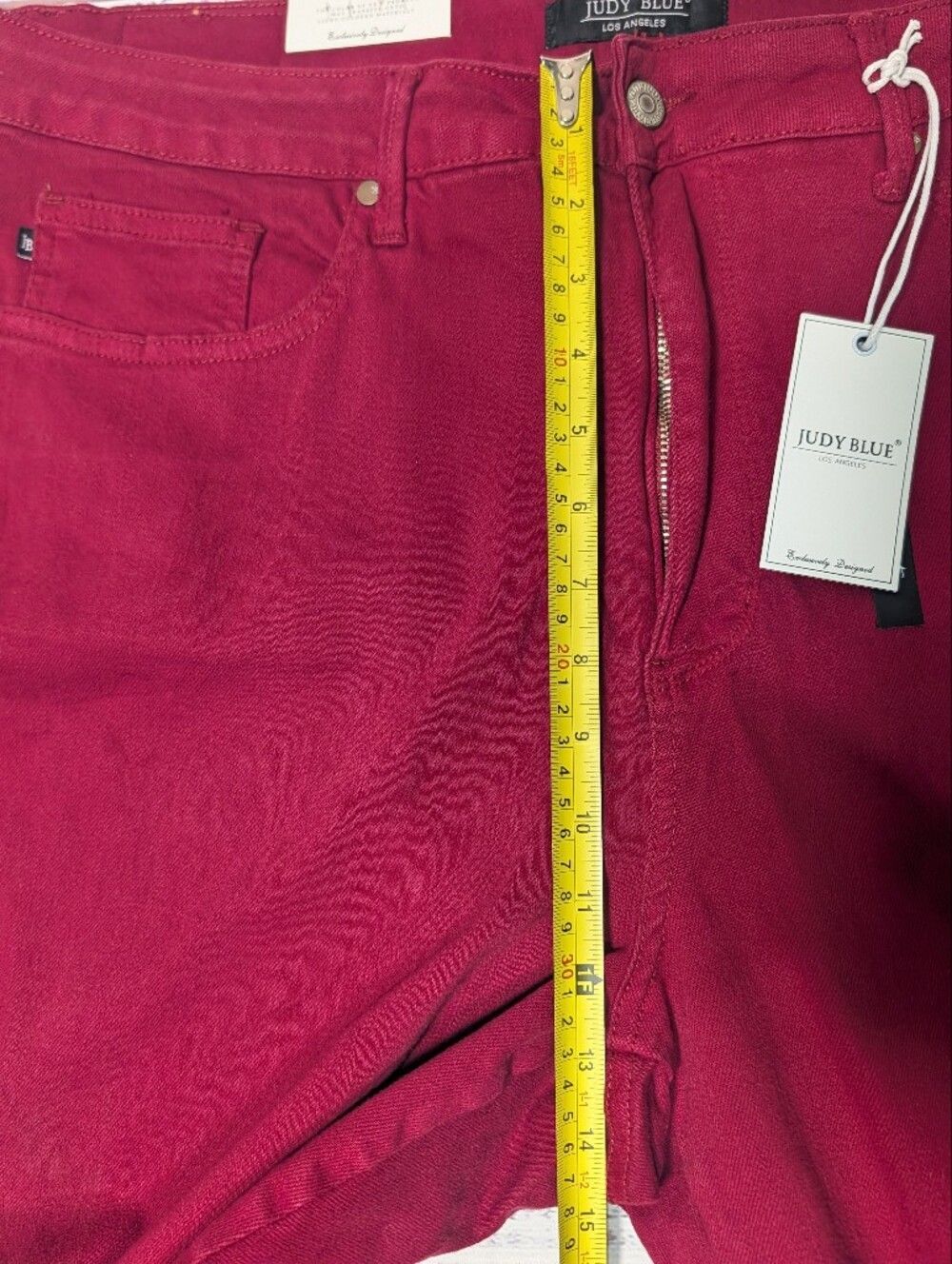 Judy Blue Jeans 22 Plus High Waist Scarlet Red Skinny Leg Tummy Control - Picture 9 of 13